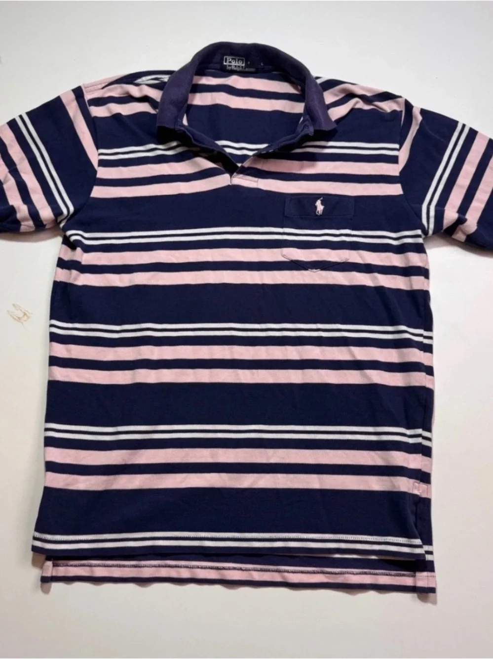 Ralph Lauren Pink & Navy Striped Polo Shirt